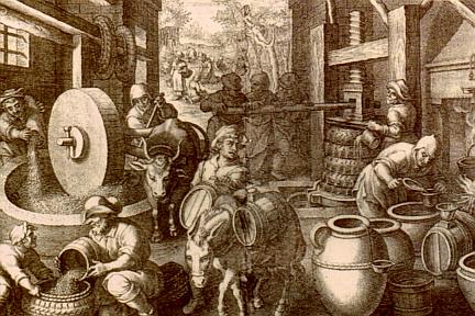 Grabado de Molino de Aceite, siglo XVIII