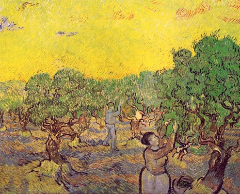 Vincent Van Gogh - Olive grove with picking figures (1889)