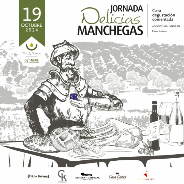 Cartel Delicias Manchegas - Comida típica de Castilla-La Mancha - Finca La Pontezuela