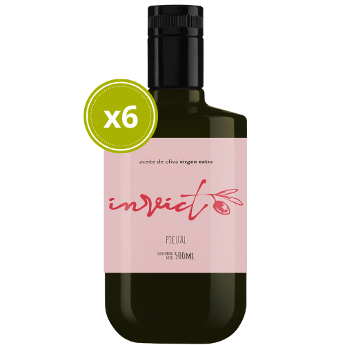 5 Elementos Invicto 6x500ml - Aceite de Oliva Virgen Extra - Botella de aceite solidaria con ASEM CLM